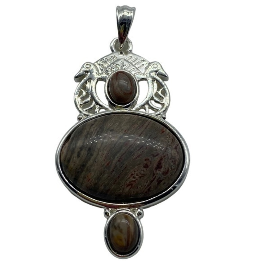 Red River Jasper Gemstone Sterling Silver 925 Pendant 2.5in
